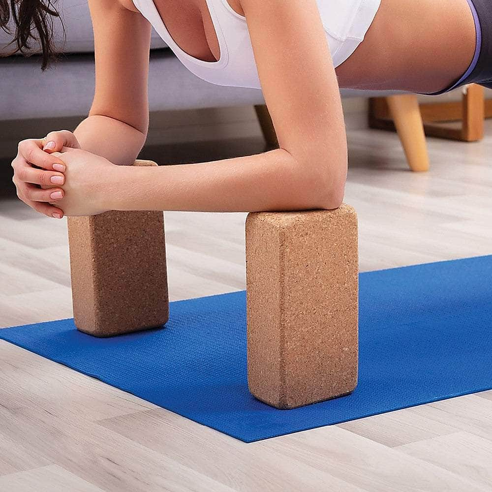 2x Cork Yoga Blocks Organic Exercise Bricks