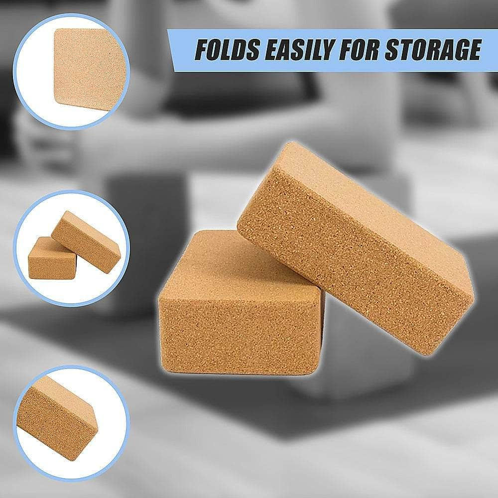 2x Cork Yoga Blocks Organic Exercise Bricks