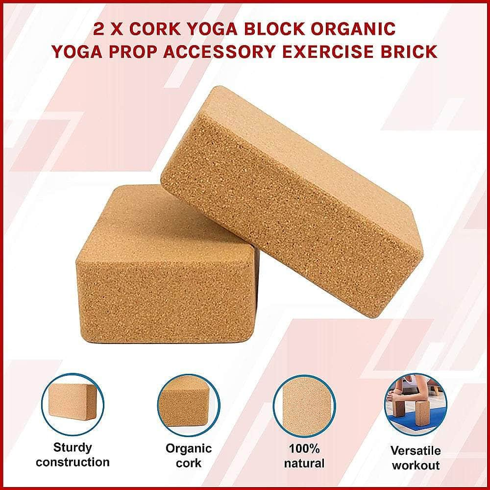 2x Cork Yoga Blocks Organic Exercise Bricks