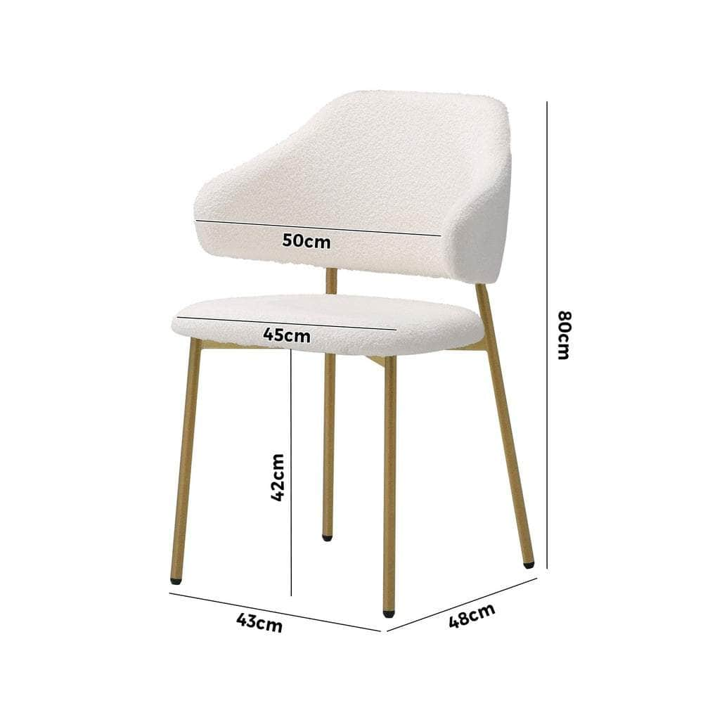 2x Dining Chair Sherpa Gold&White