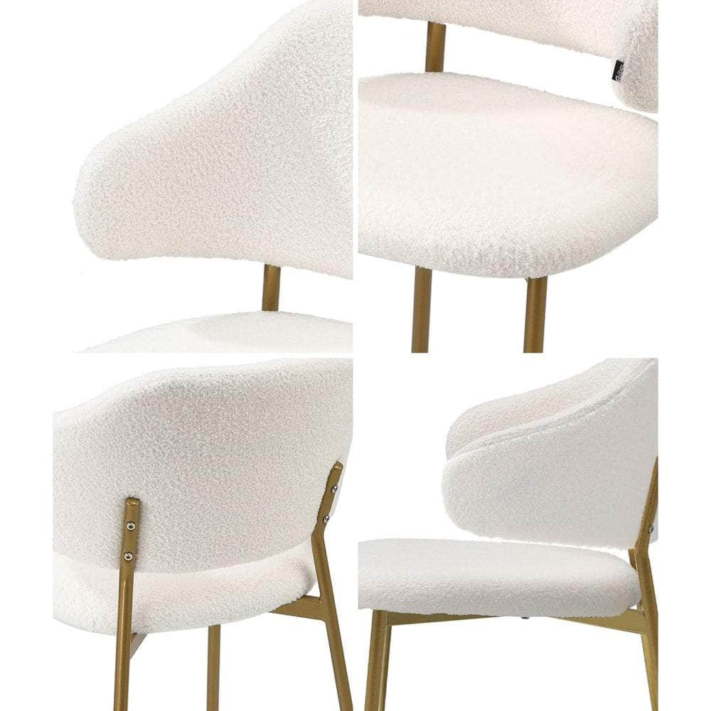 2x Dining Chair Sherpa Gold&White