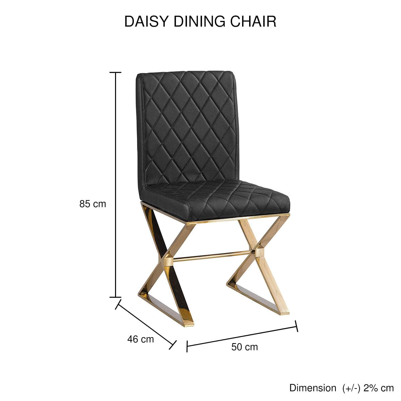 2X Dining Chair Stainless Gold Frame & Seat Black Pu Leather