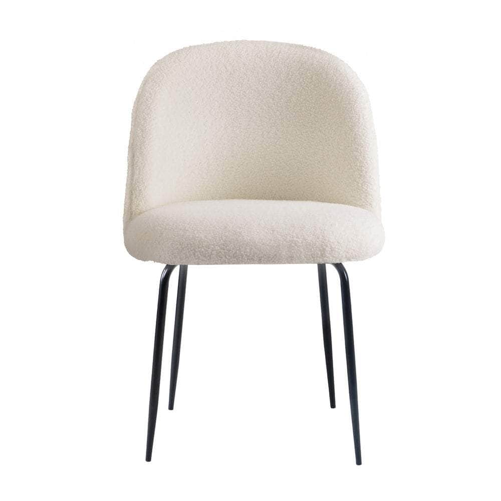 2x Dining Chairs Accent Chair Armchair Kitchen Upholstered Sherpa White