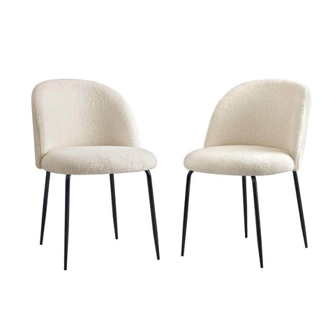 2x Dining Chairs Accent Chair Armchair Kitchen Upholstered Sherpa White