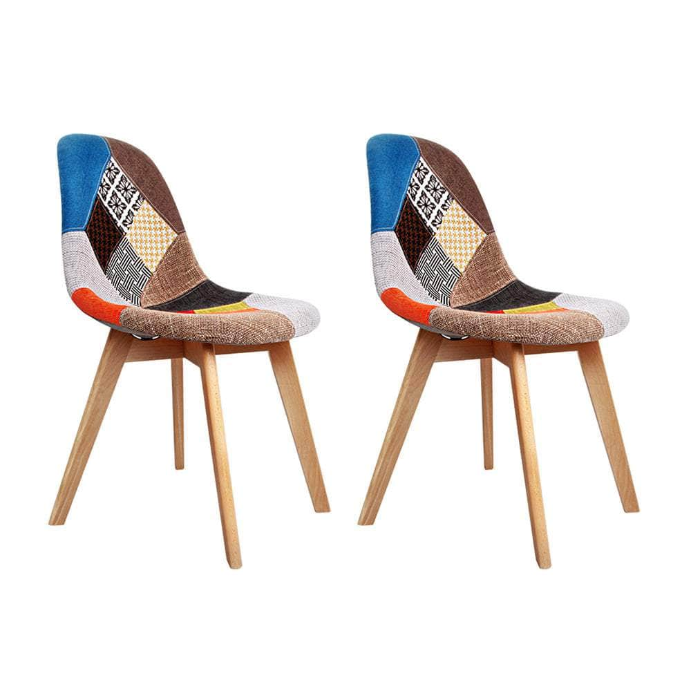 2x Dining Chairs Fabric Retro Replica Dsw