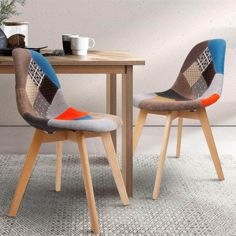 2x Dining Chairs Fabric Retro Replica Dsw