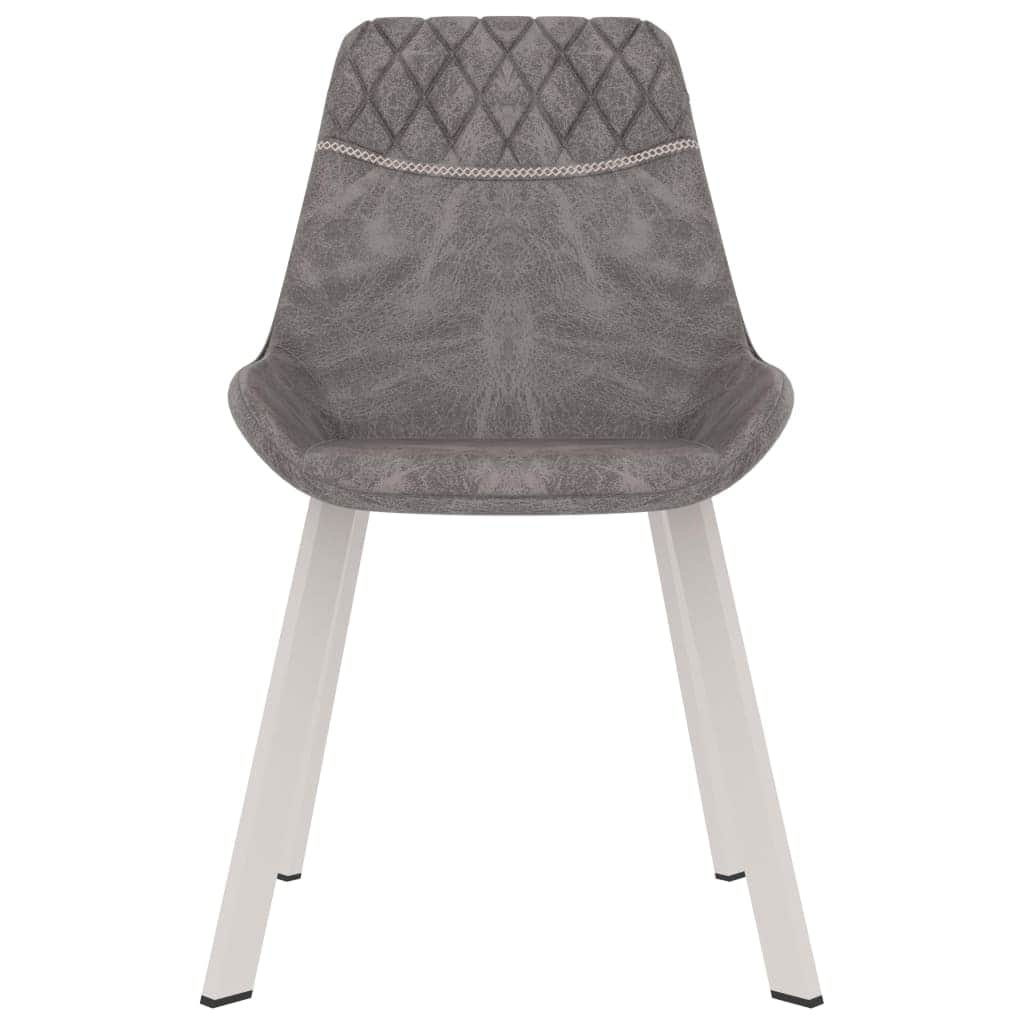 2x Dining Chairs Grey faux Leather