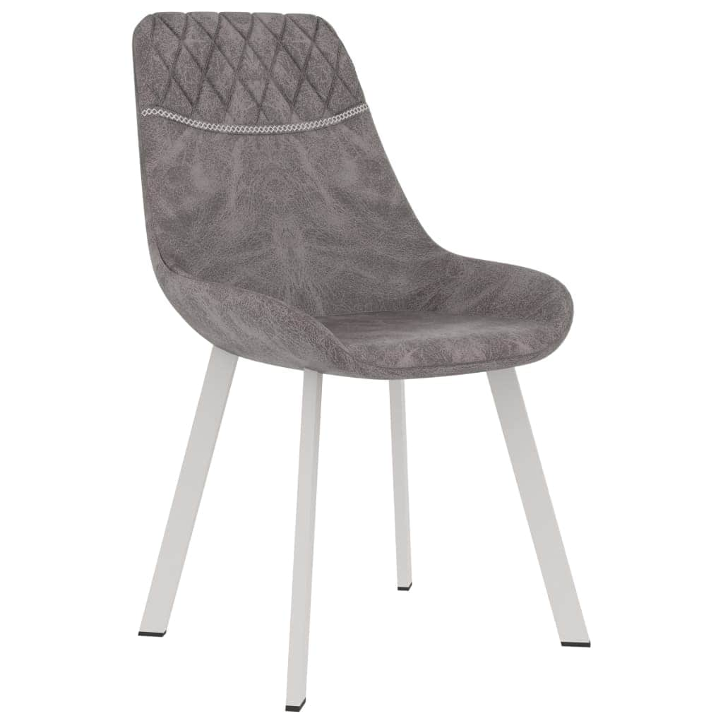 2x Dining Chairs Grey faux Leather