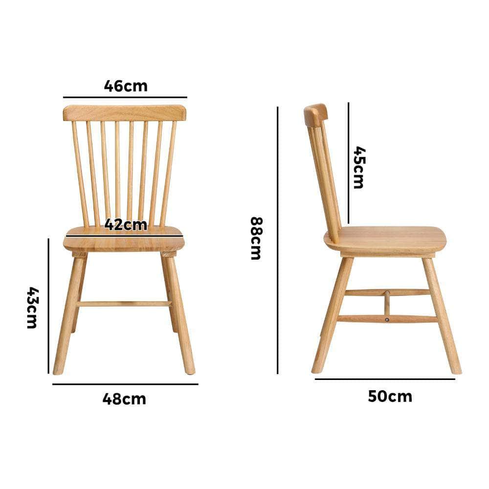 2x Dining Chairs Minimalist Vertical Back Wooden