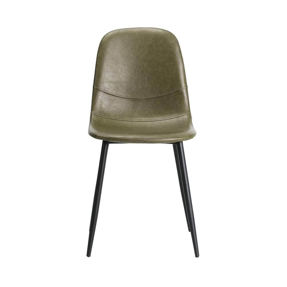 2x Dining Chairs PU Leather Black/Green