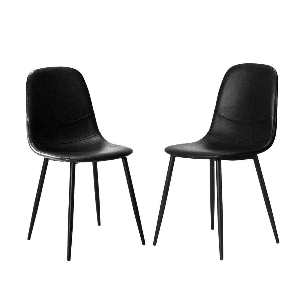 2x Dining Chairs PU Leather Black/Green