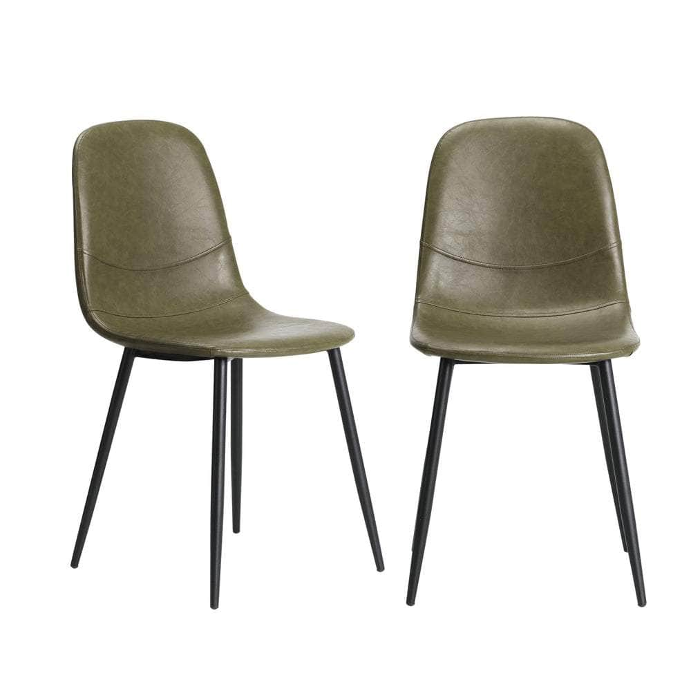 2x Dining Chairs PU Leather Black/Green