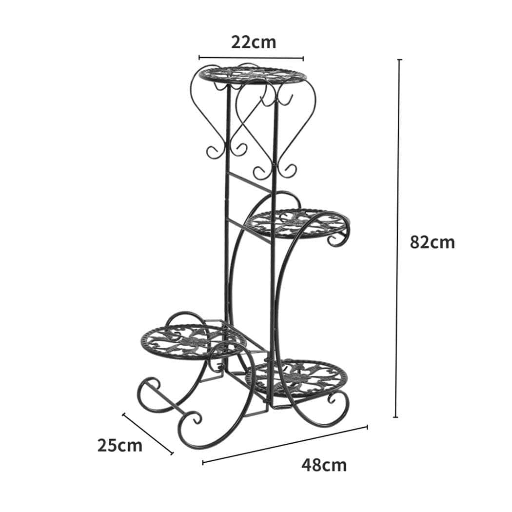 2x Flower Shape Metal Plant Stand Black