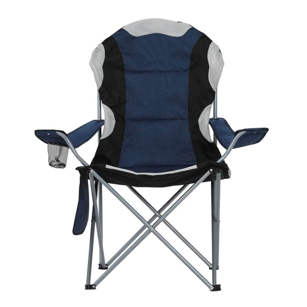 2X Folding Camping Chairs Arm Chair Portable Outdoor Beach Fishing BBQ