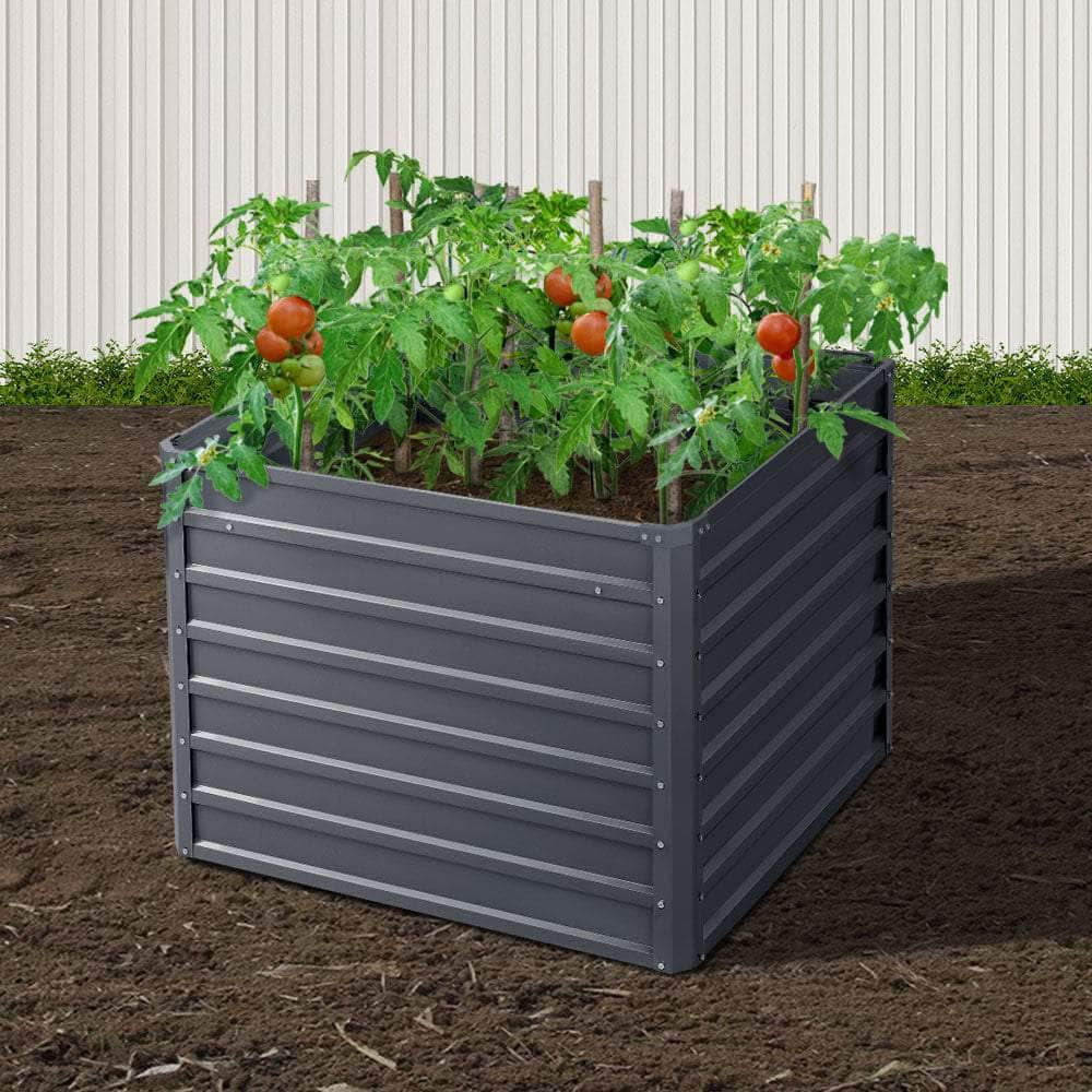 2x Garden Bed 100x100x77cm Planter Box Raised Container Galvanised