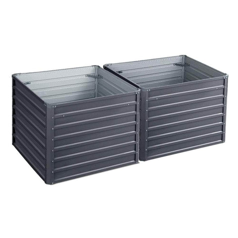 2x Garden Bed 100x100x77cm Planter Box Raised Container Galvanised