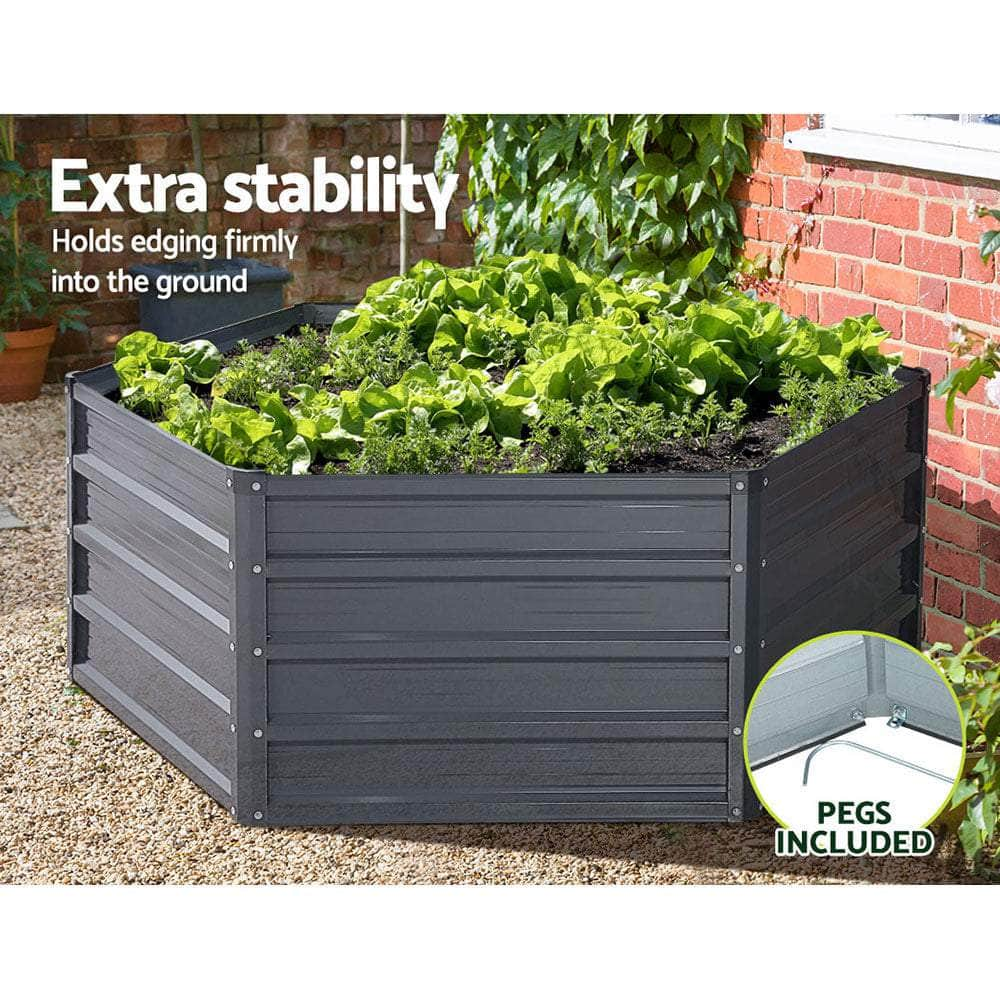 2x Garden Bed 130x130x46cm Planter Box Raised Container Galvanised