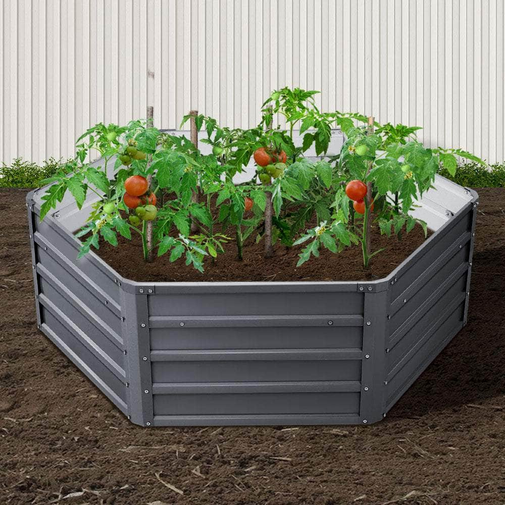 2x Garden Bed 130x130x46cm Planter Box Raised Container Galvanised