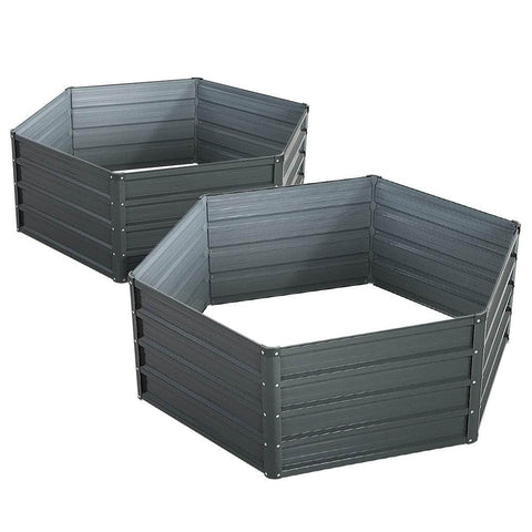 2x Garden Bed 130x130x46cm Planter Box Raised Container Galvanised