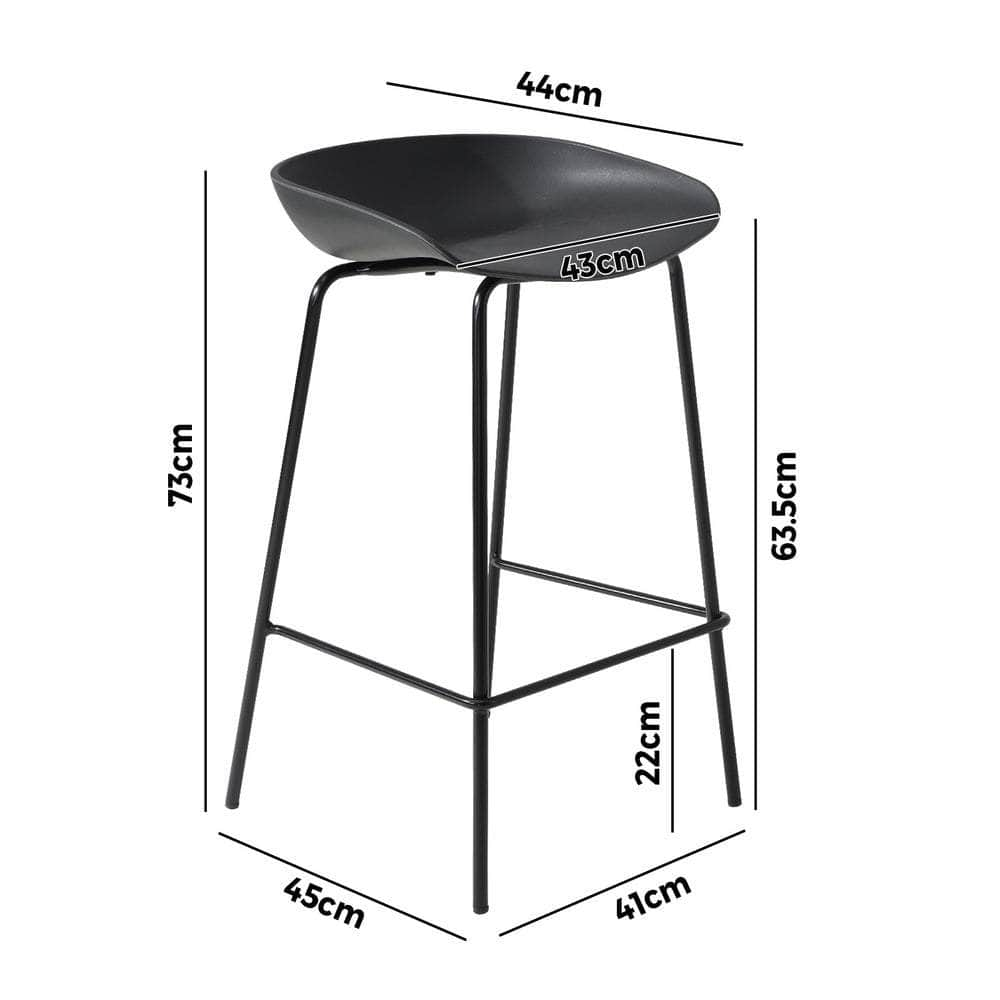 2x Kitchen Bar Stools Dinning Chairs Metal Black