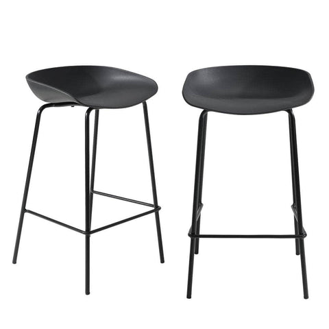 2x Kitchen Bar Stools Dinning Chairs Metal Black