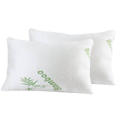 2X Luxury Memory Foam Bed Pillows Bamboo Fabric Cover 70X40Cm