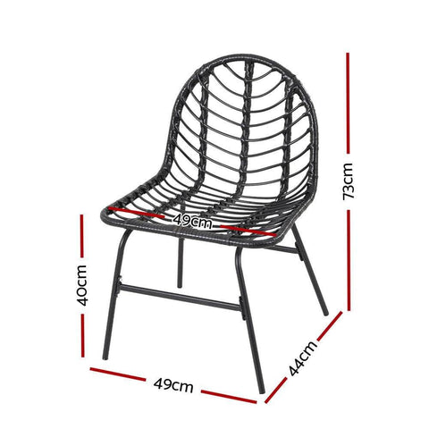 2X Outdoor Chairs Dining Chair Lounge Wicker Patio Furniture Black