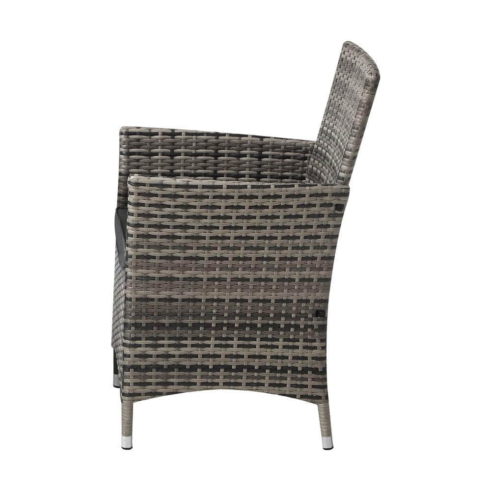 2X Outdoor Dining Chairs Rattan Outdoor Patio Chairs Furniture Grey