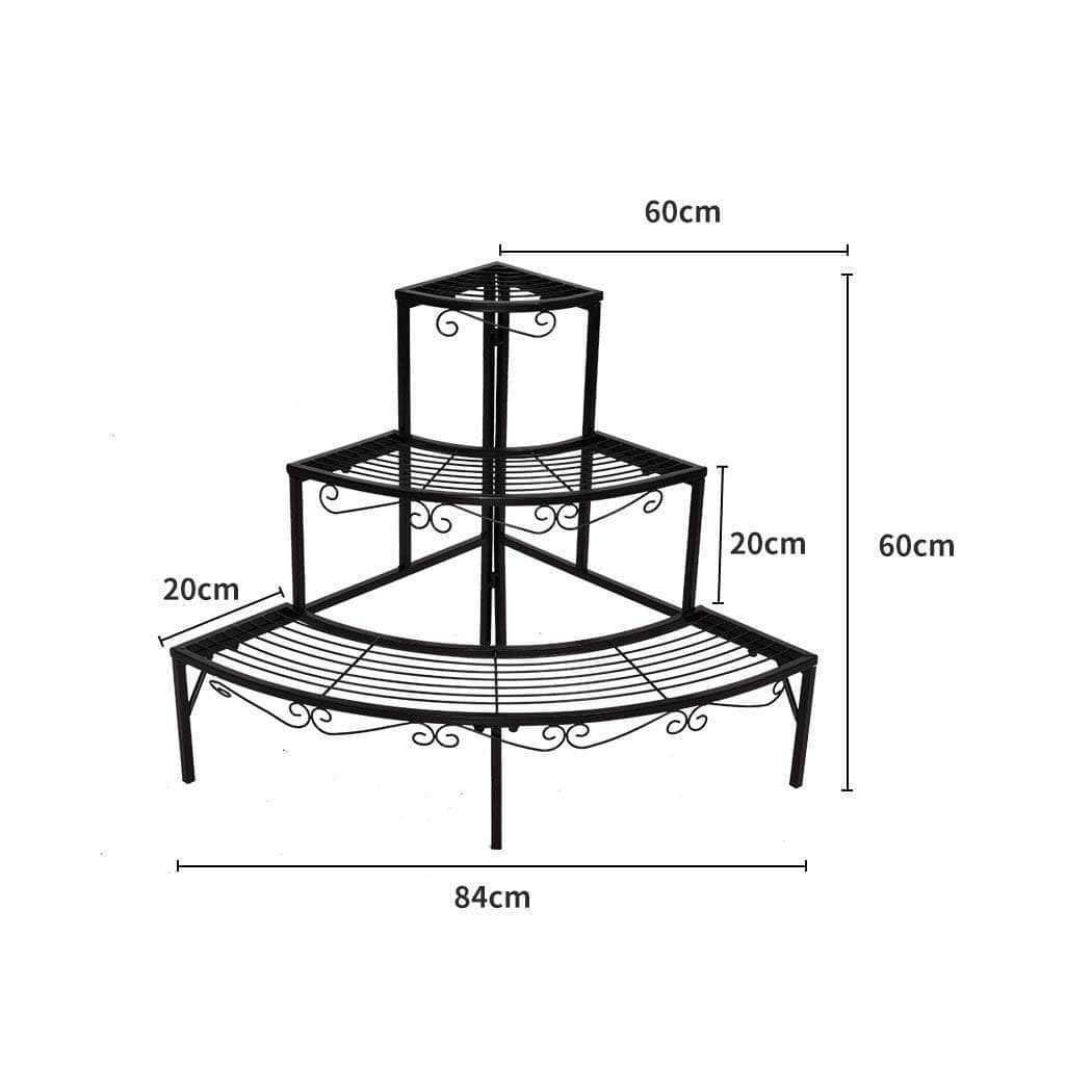 2x Outdoor Indoor Plant Stand Garden Metal 3 Tier Planter Corner Shelf