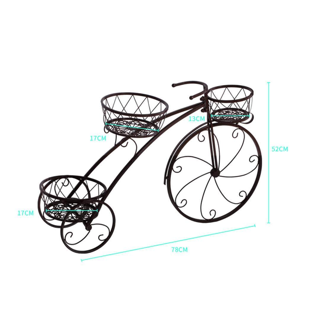 2x Outdoor Indoor Pot Plant Stand Garden Decor Flower Rack Wrought Iron Bicycles