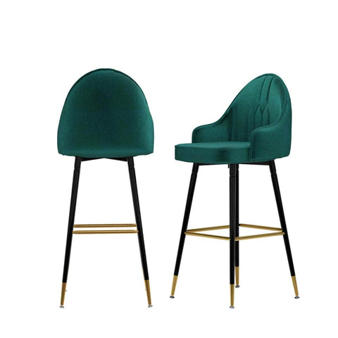 2x Premium velvet Barstools Vintage Green