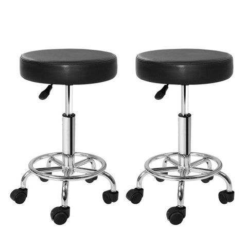 2X Salon Stool Round Swivel Chair Black