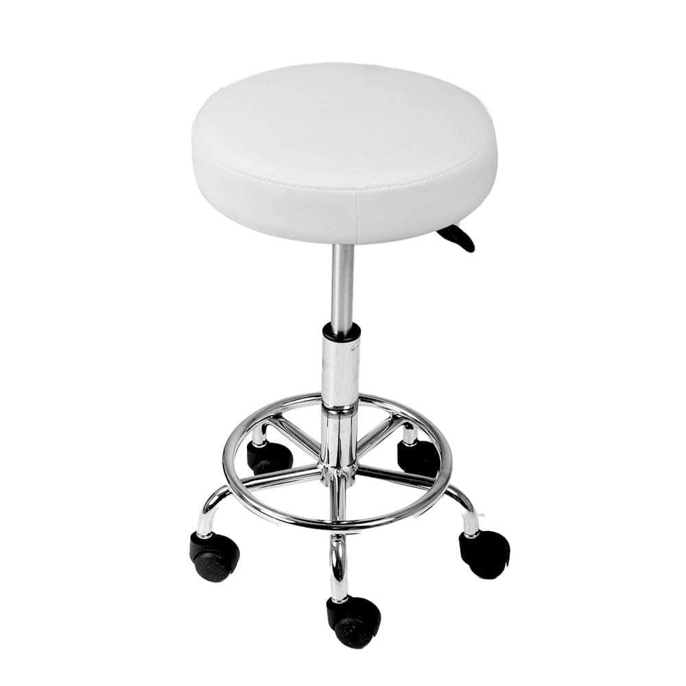 2X Salon Stool Round Swivel Chair White