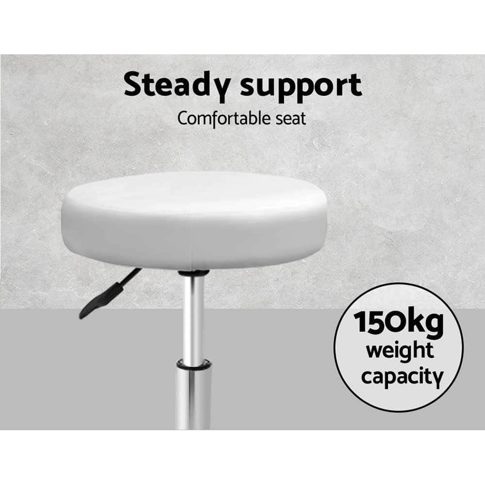 2X Salon Stool Round Swivel Chair White