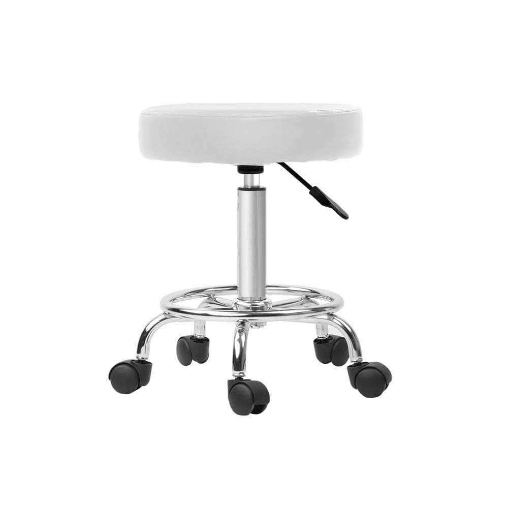 2X Salon Stool Round Swivel Chair White