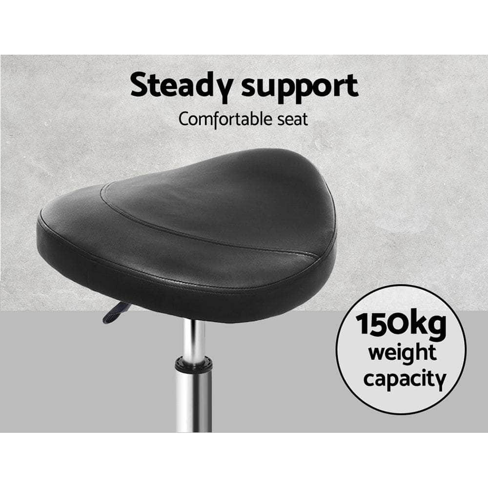 2x Salon Stool Saddle Swivel Chair Black