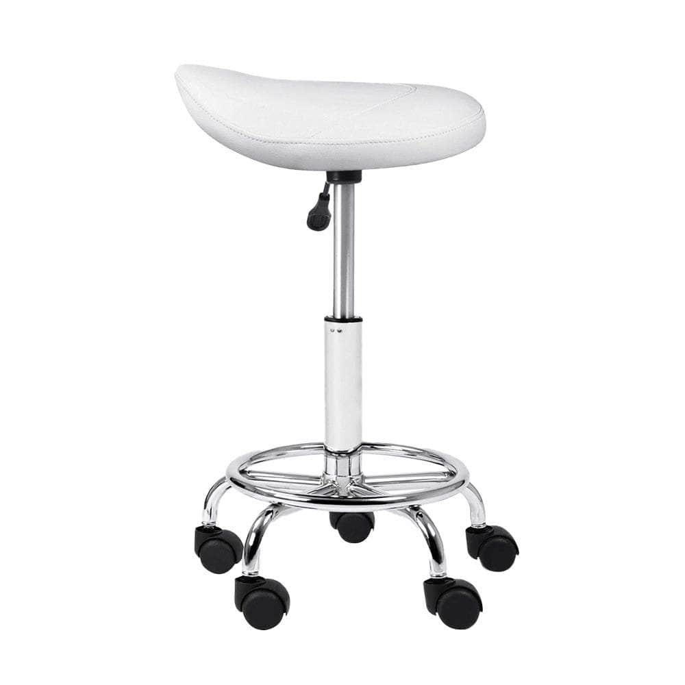 2X Salon Stool Saddle Swivel Chair White