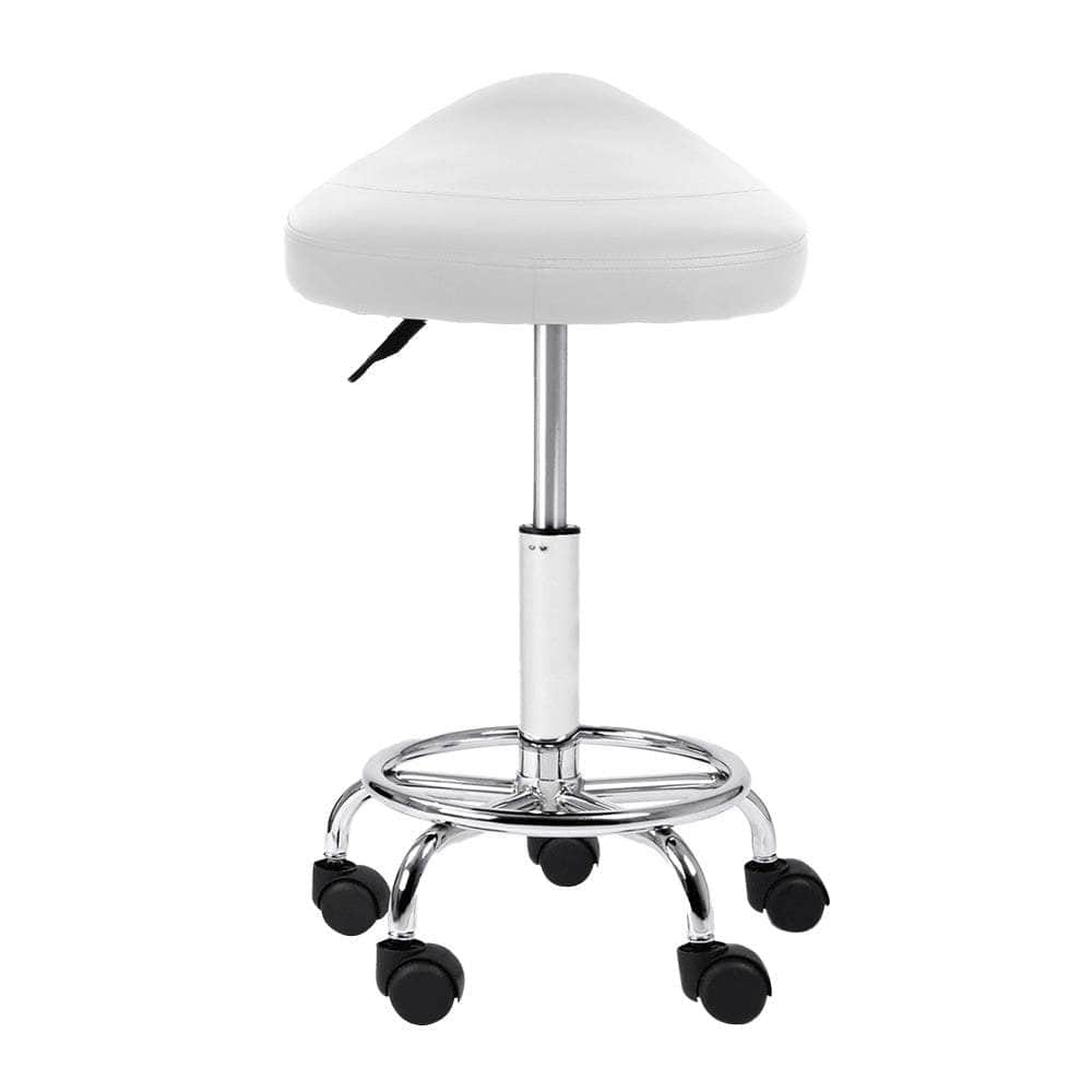 2X Salon Stool Saddle Swivel Chair White