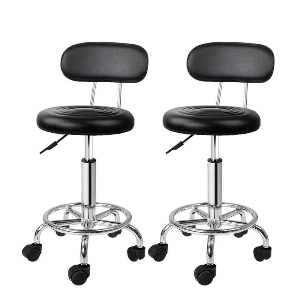 2X Salon Stool Swivel Backrest Chair Barber Hairdressing Hydraulic Lift