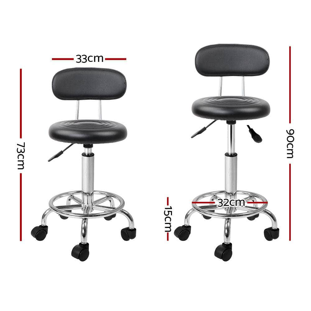 2X Salon Stool Swivel Backrest Chair Barber Hairdressing Hydraulic Lift