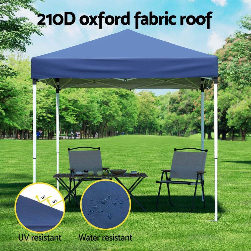 2x2m Gazebo Marquee Outdoor Shade w/ Base Pods Blue/Grey