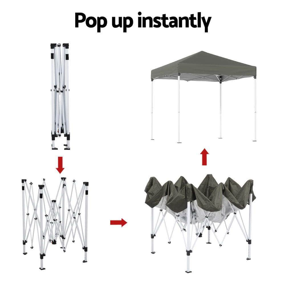 2x2m Gazebo Marquee Outdoor Shade w/ Base Pods Blue/Grey