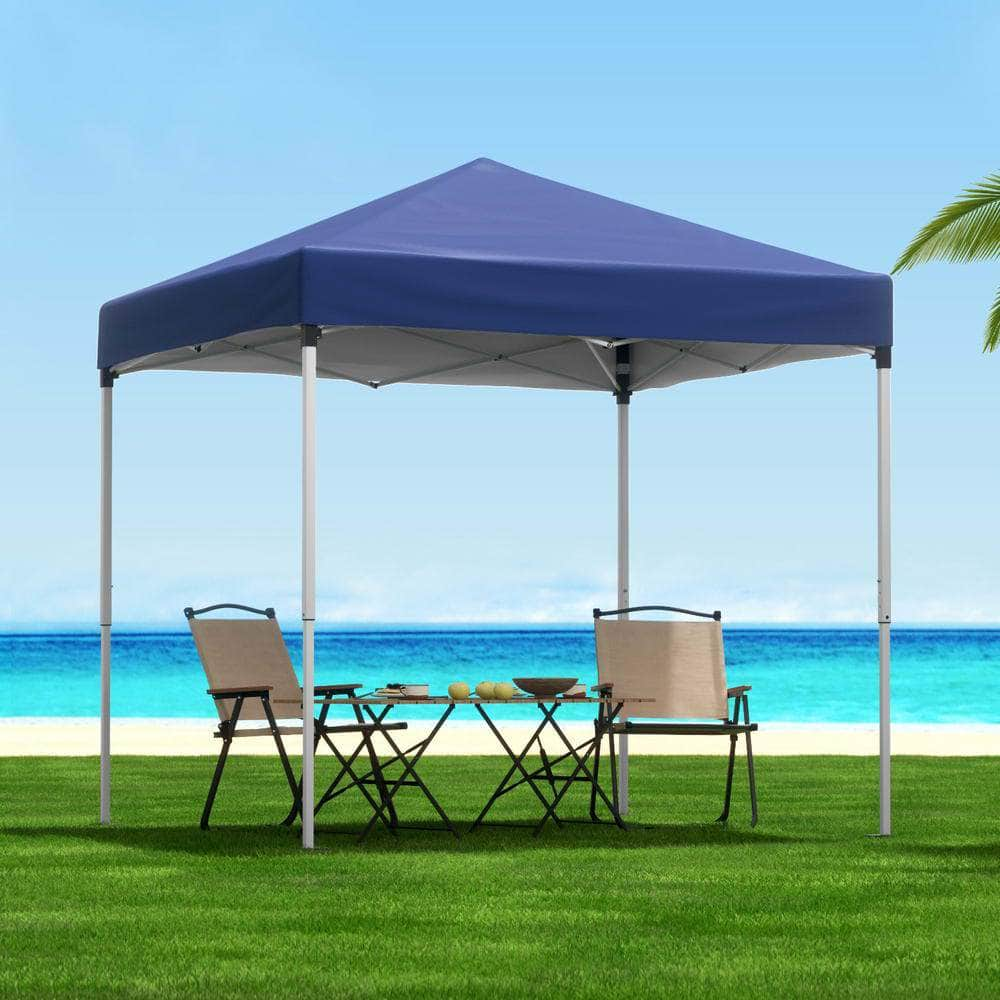 2x2m Gazebo Marquee Outdoor Shade w/ Base Pods Blue/Grey