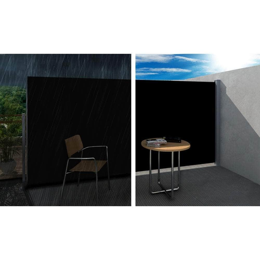 2x3m Side Awning - Retractable Privacy Screen Black