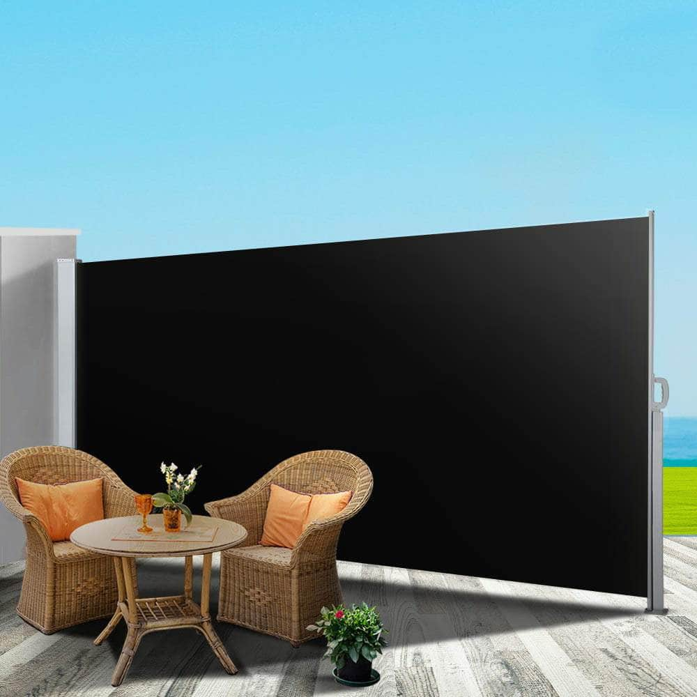 2x3m Side Awning - Retractable Privacy Screen Black