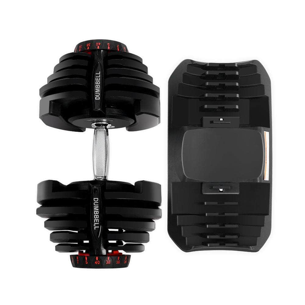 2x40KG Adjustable Dumbbell Set Rubber Weight Plates