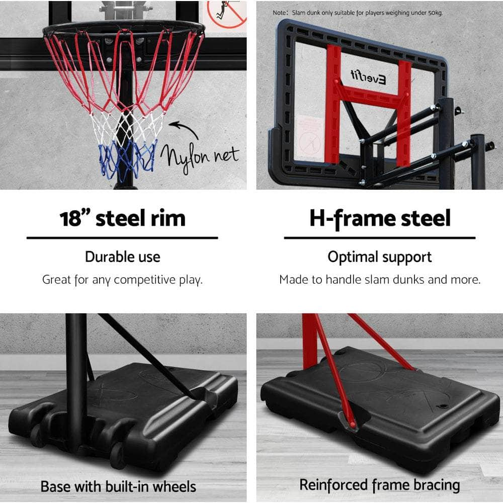 3.05M Basketball Hoop Stand System Adjustable Height Portable Pro Black