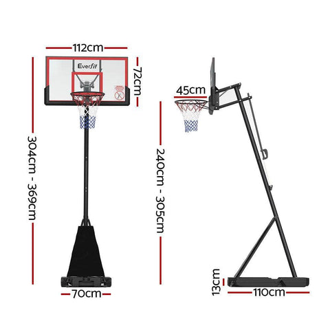 3.05M Basketball Hoop Stand System Adjustable Height Portable Red Pro