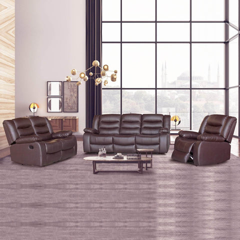 3+2+1 Seater Recliner Sofa In Leather Lounge Couch In Brown