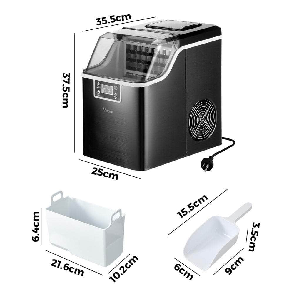 3.2L Portable Ice Maker with Ice Cube Scoop Stainless